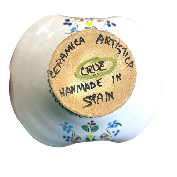 Handmade Spanish Pottery Floral Basket – Ceramica Artistica Cruz - Picture 8 of 10
